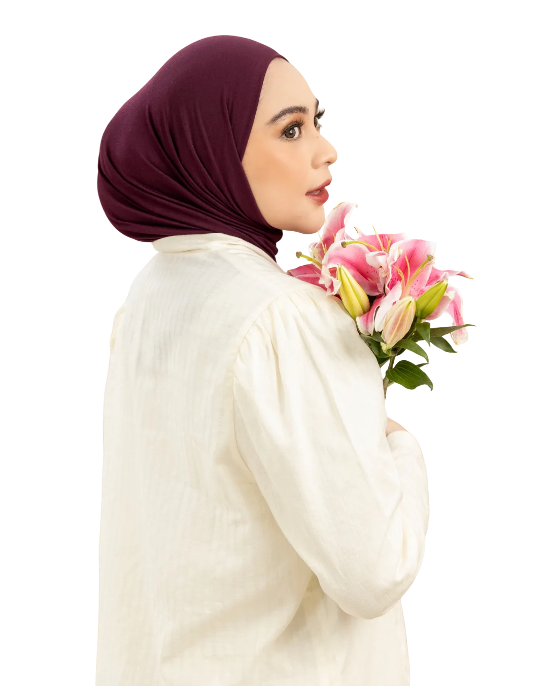 LindaHijab Kalea Instan Side Look with Lilies